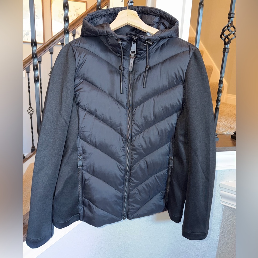 DKNY Women's Mixed Media Hooded Puffer lightweight Jacket (NWOT)